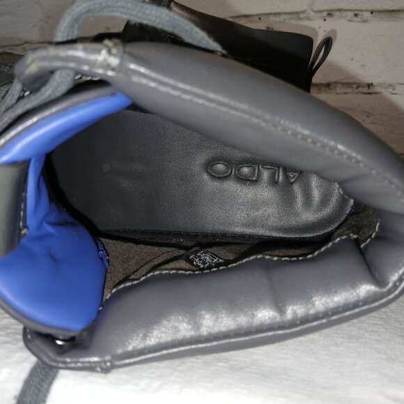 MENS ALDO HIGHT TOP LEATHER LACE UP SNEAKERS, GRAY COLOR, SIZE 12 - Picture 5 of 10